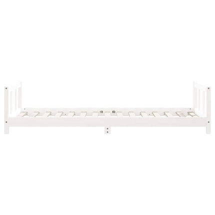 Sängram för barn vit 90x190 cm massiv furu