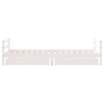 Sängram för barnsäng m. lådor vit 80x200 cm massiv furu