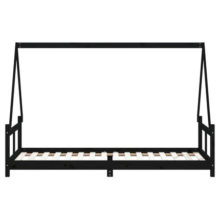 Sängram för barnsäng svart 80x200 cm massiv furu