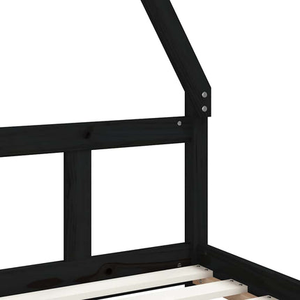 Sängram för barnsäng svart 90x200 cm massiv furu