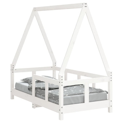 Sängram för barnsäng vit 70x140 cm massiv furu