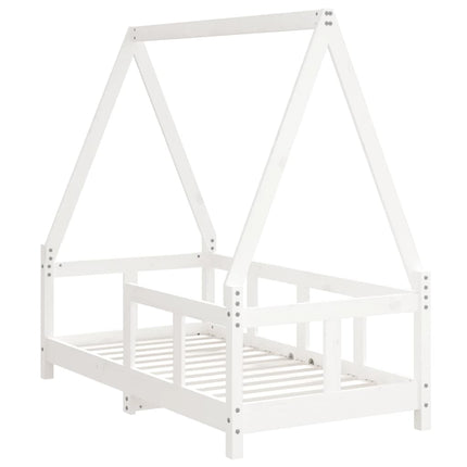 Sängram för barnsäng vit 70x140 cm massiv furu