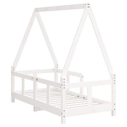 Sängram för barnsäng vit 70x140 cm massiv furu