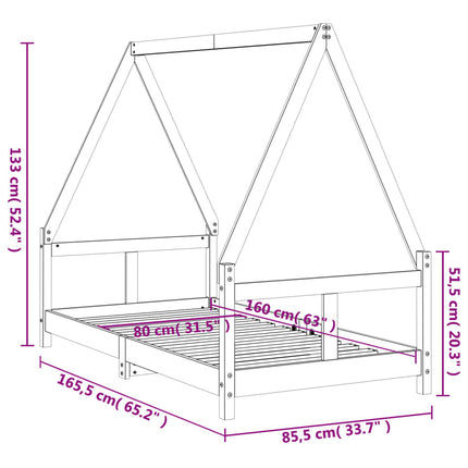 Sängram för barnsäng 80x160 cm massiv furu