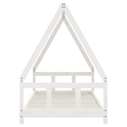 Sängram för barn vit 90x190 cm massiv furu