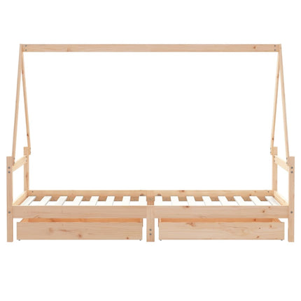 Sängram för barnsäng m. lådor 90x200 cm massiv furu