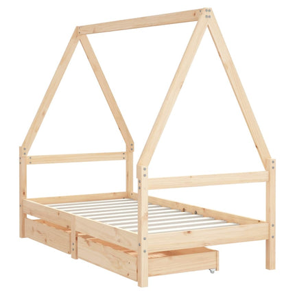 Sängram med lådor för barnsäng 80x160 cm massiv furu