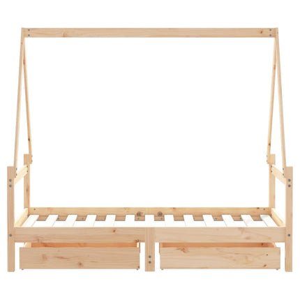 Sängram med lådor för barnsäng 80x160 cm massiv furu