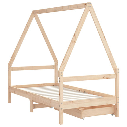 Sängram med lådor för barnsäng 80x160 cm massiv furu