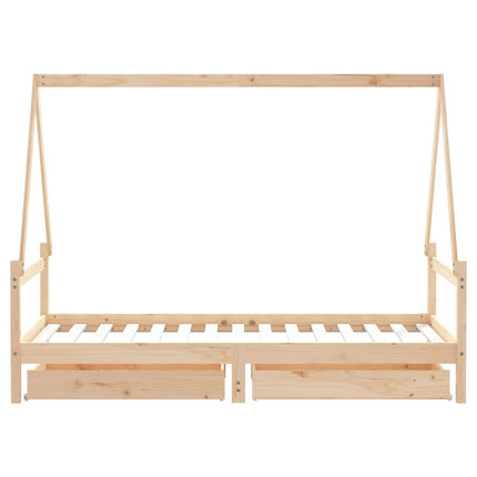 Sängram med lådor för barn 90x190 cm massiv furu