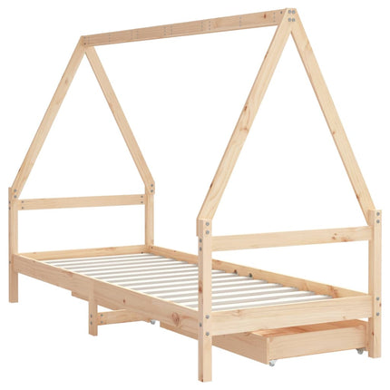 Sängram med lådor för barn 90x190 cm massiv furu