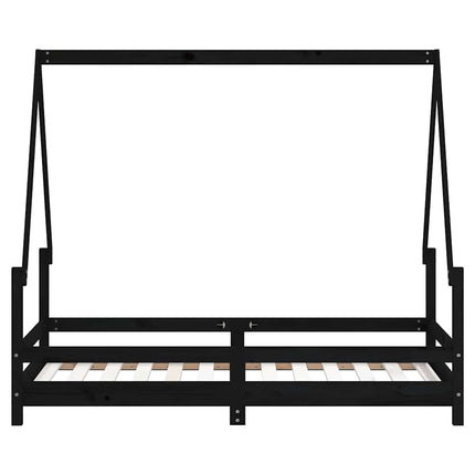 Sängram för barnsäng svart 80x160 cm massiv furu