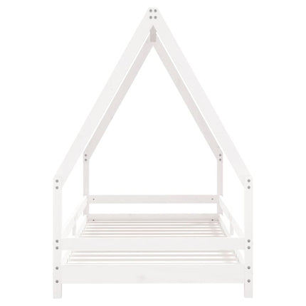 Sängram för barn vit 90x190 cm massiv furu