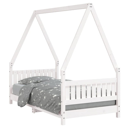Sängram för barnsäng vit 80x160 cm massiv furu