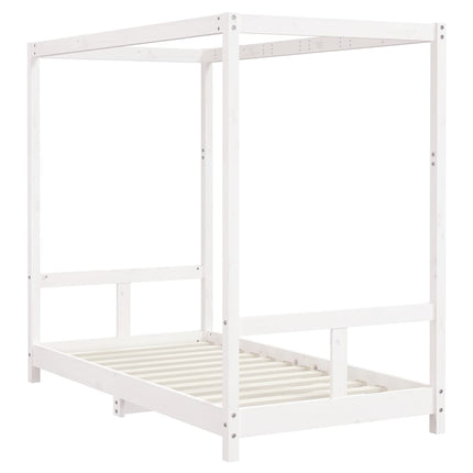 Sängram för barnsäng vit 80x160 cm massiv furu