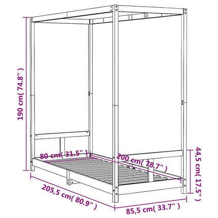 Sängram för barnsäng vit 80x200 cm massiv furu