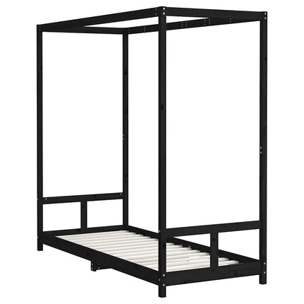Sängram för barnsäng svart 80x200 cm massiv furu