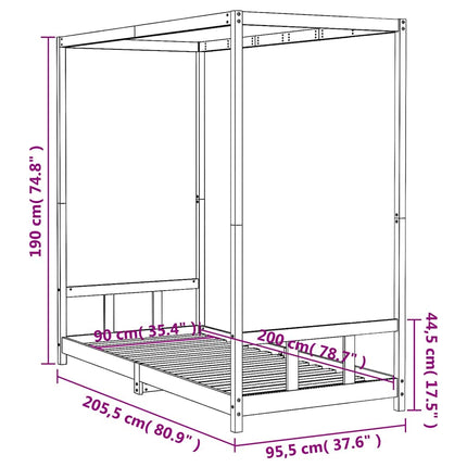 Sängram för barnsäng 90x200 cm massiv furu