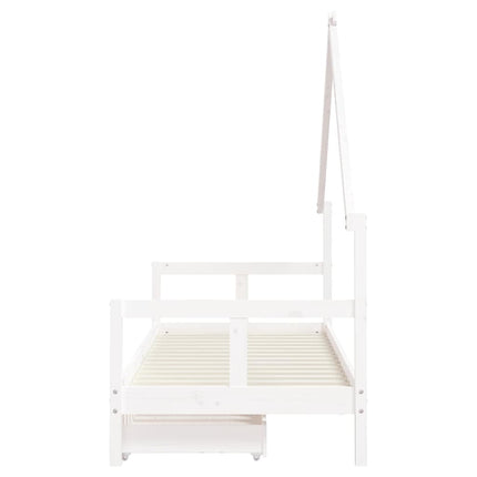 Sängram för barnsäng m. lådor vit 80x200 cm massiv furu