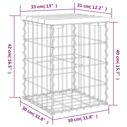 Trädgårdsbänk gabion-design 33x31x42 cm massiv furu
