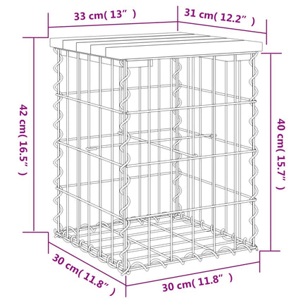 Trädgårdsbänk gabion-design 33x31x42 cm impregnerad furu