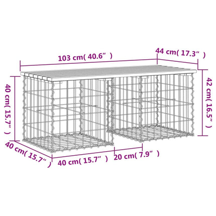 Trädgårdsbänk gabion-design 103x44x42 cm massivt douglasträ