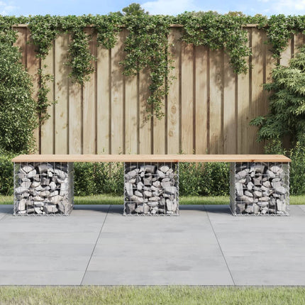 Trädgårdsbänk gabion-design 203x44x42 cm massiv furu