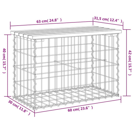 Trädgårdsbänk gabion-design 63x31,5x42 cm impregnerad furu
