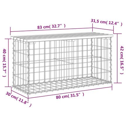 Trädgårdsbänk gabion-design 83x31,5x42 cm massiv furu