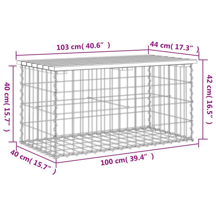 Trädgårdsbänk gabion-design 103x44x42 cm tryckimpregnerad furu