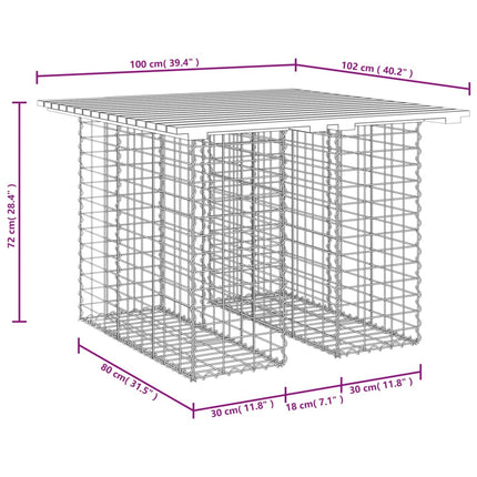 Trädgårdsbord gabiondesign 100x102x72 cm massivt trä furu