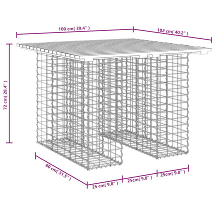 Trädgårdsbord gabiondesign 100x102x72 cm massivt trä furu
