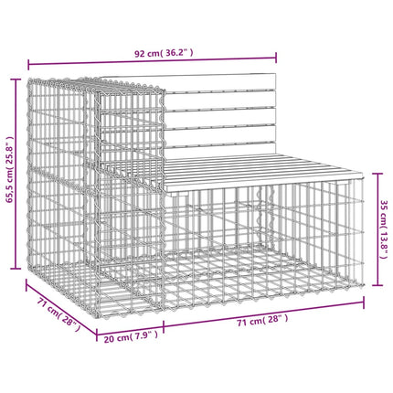 Trädgårdsbänk gabion-design 92x71x65,5 cm impregnerad furu