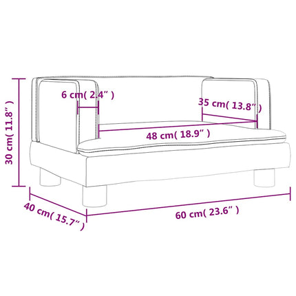 Barnsoffa gräddvit 60x40x30 cm sammet