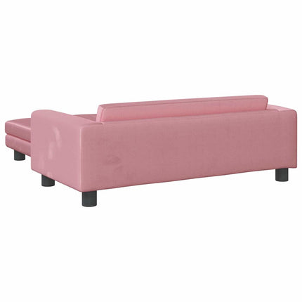Barnsoffa med fotpall rosa 100x50x30 cm sammet