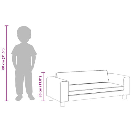 Barnsoffa med fotpall rosa 100x50x30 cm sammet