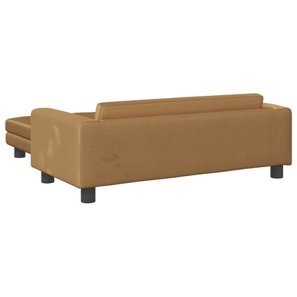 Barnsoffa med fotpall brun 100x50x30 cm sammet