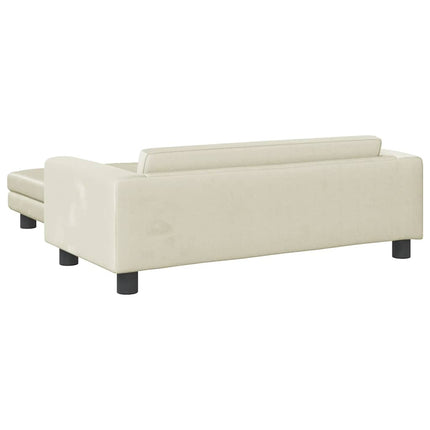 Barnsoffa med fotpall gräddvit 100x50x30 cm sammet