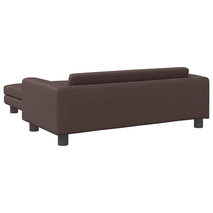 Barnsoffa med fotpall brun 100x50x30 cm konstläder