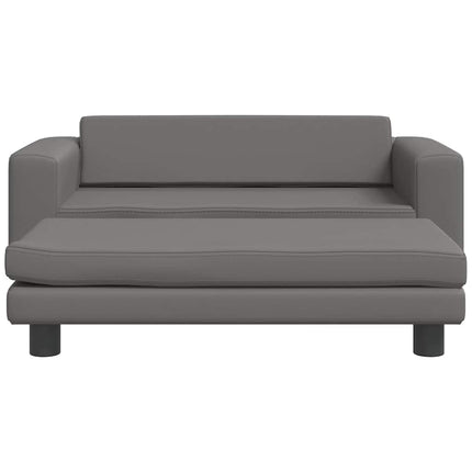 Barnsoffa med fotpall grå 100x50x30 cm konstläder