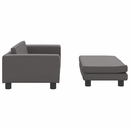 Barnsoffa med fotpall grå 100x50x30 cm konstläder