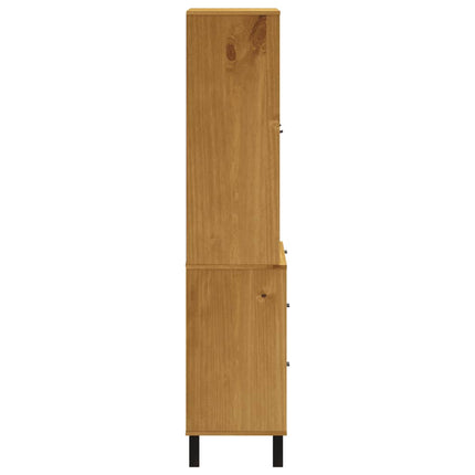 Högskåp med glasdörrar FLAM 80x40x180 cm massiv furu