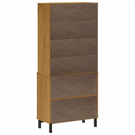 Högskåp med glasdörrar FLAM 80x40x180 cm massiv furu