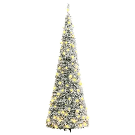 Plastgran pop-up med snö 100 LED 150 cm