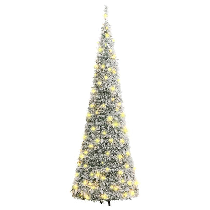 Plastgran pop-up med snö 150 LED 180 cm