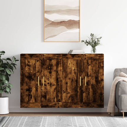 Väggmonterade skåp 2 st rökfärgad ek konstruerat trä