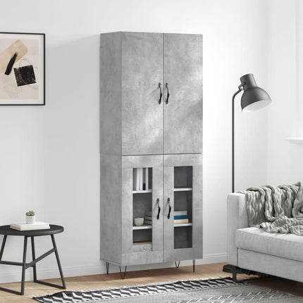 Högskåp betonggrå 69,5x34x180 cm konstruerat trä
