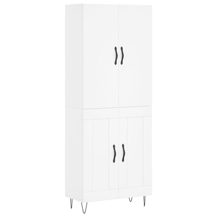 Högskåp vit 69,5x34x180 cm konstruerat trä