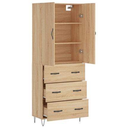 Högskåp sonoma-ek 69,5x34x180 cm konstruerat trä