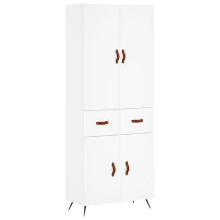 Högskåp vit 69,5x34x180 cm konstruerat trä
